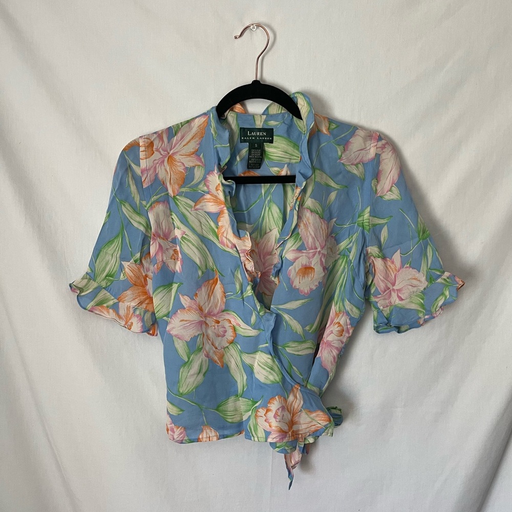 Vintage Y2K 00s Ralph Lauren floral wrap top